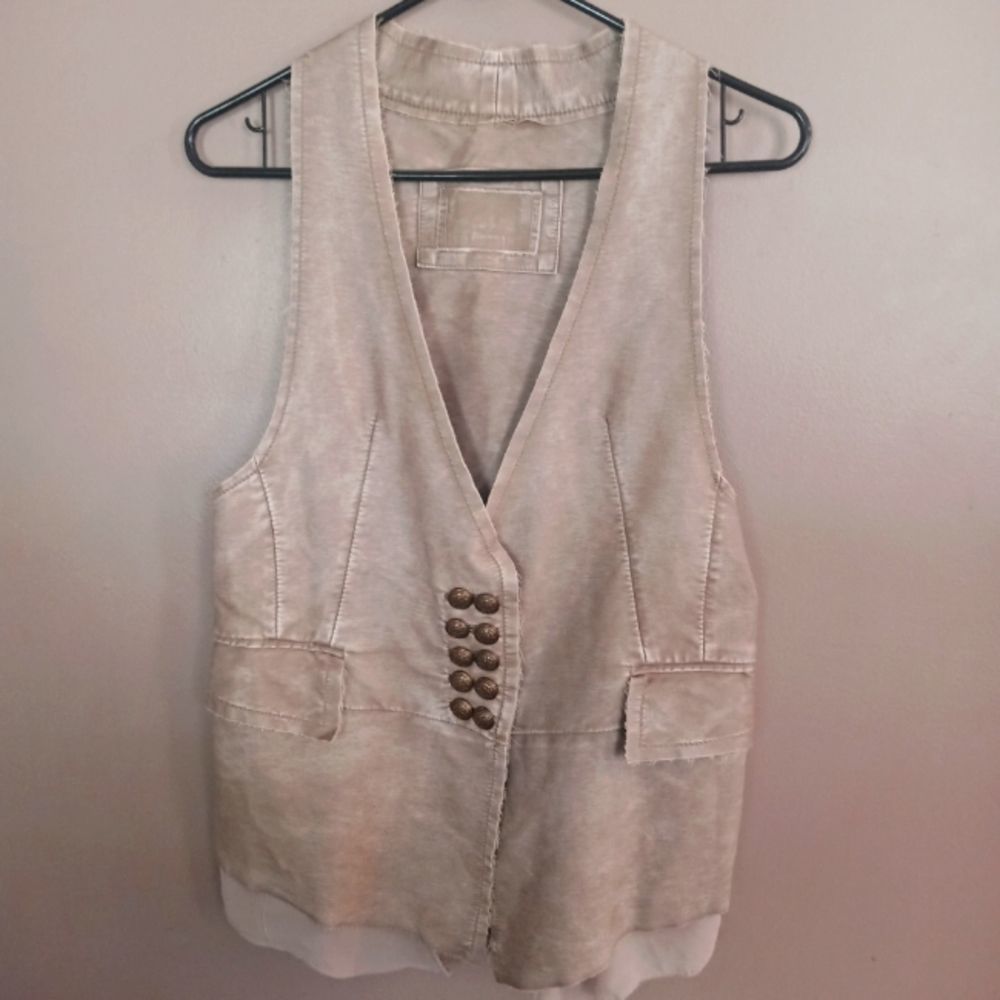 Unbranded Low Cut Leather Button Down Vest